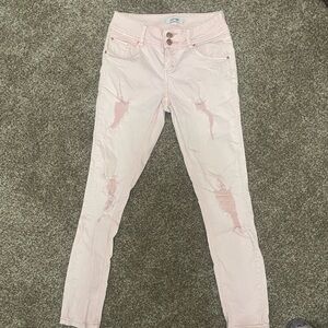 Refuge Light Pink Distressed Skinny Jeans